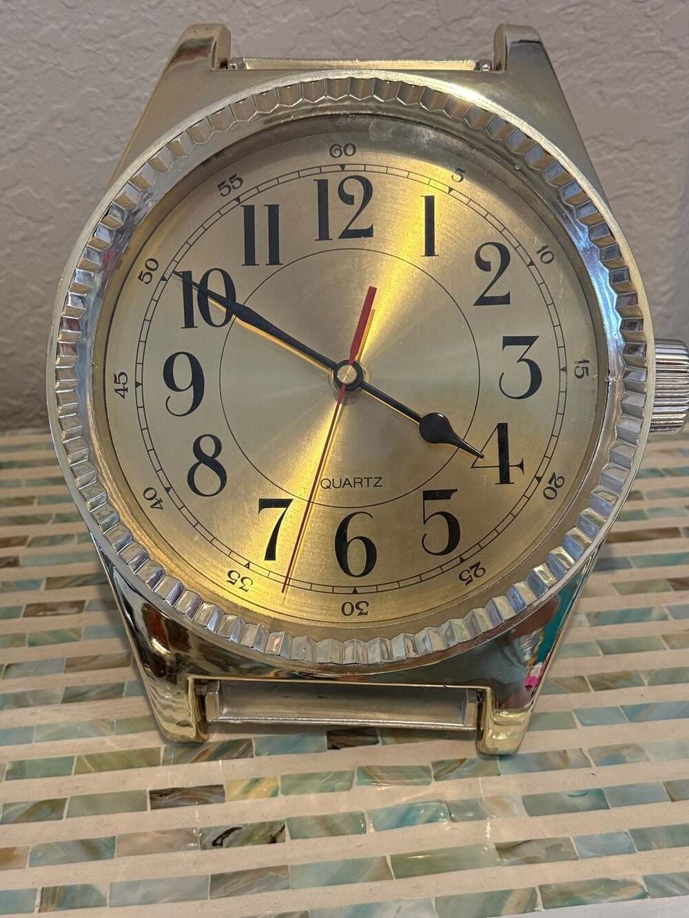 Vintage Large Quartz Wrist Watch Wall or Desk Clock